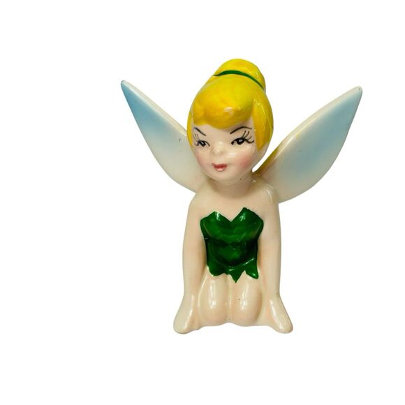 Vintage Walt Disney Kneeling Tinkerbell Figurine Ceramic Japan 3" READ - Picture 1 of 9